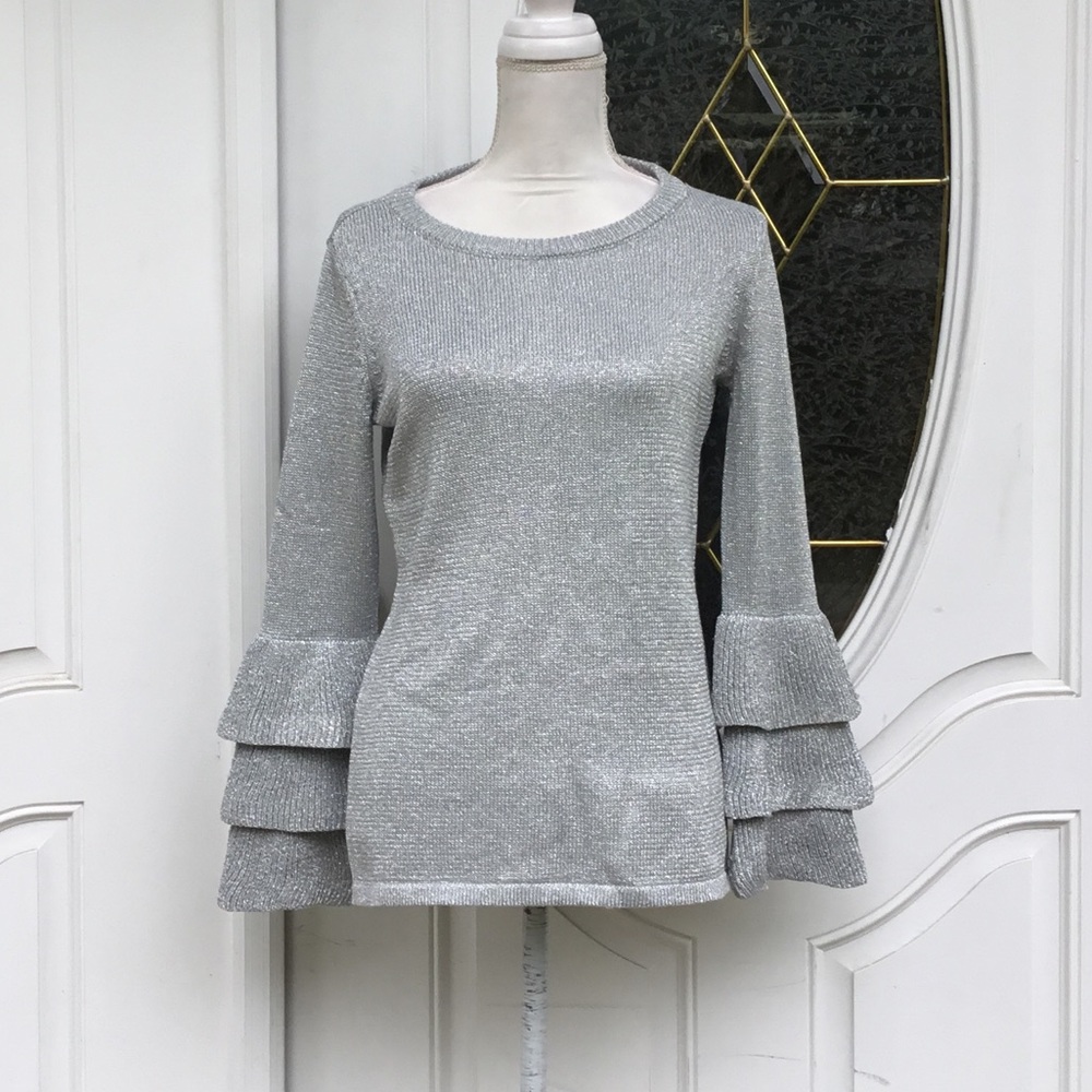 CALVIN KLEIN metallic  ruffled top